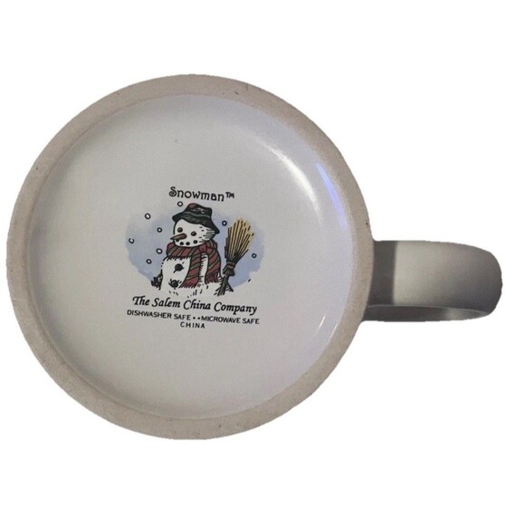 Set of Two Vintage Snowman by Salem China Christmas Holiday Red trim Mugs - Picture 12 of 15